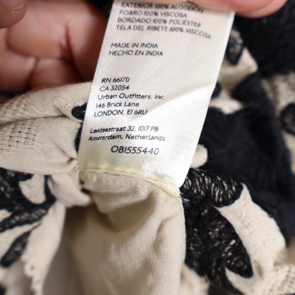 ANTHROPOLOGIE A-Line Flounce Mini Skirt Emobroidered Floral Black Tan Women's S - Picture 15 of 16